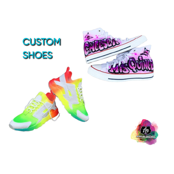 Airbrush Custom Neon Fade with Drip Check Shoe Design 11.5 Mens