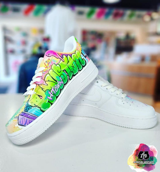 Nike Air Force 1 07 White Fluorescent Yellow Customized Shoes