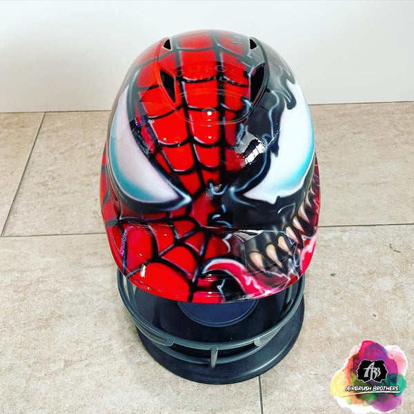 airbrushed motorcycle helmets for sale Airbrush Spiderman & Venom Design (Full Helmet) – Airbrush Brothers