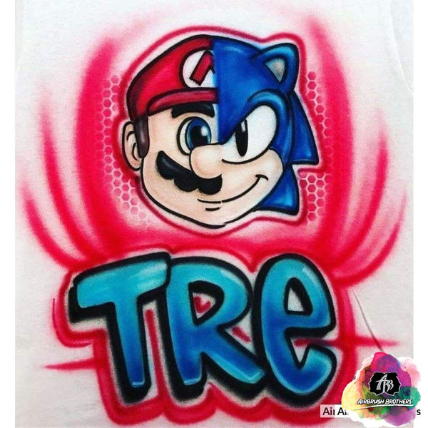 Airbrush Mario & Luigi Cartoon Shirt Design