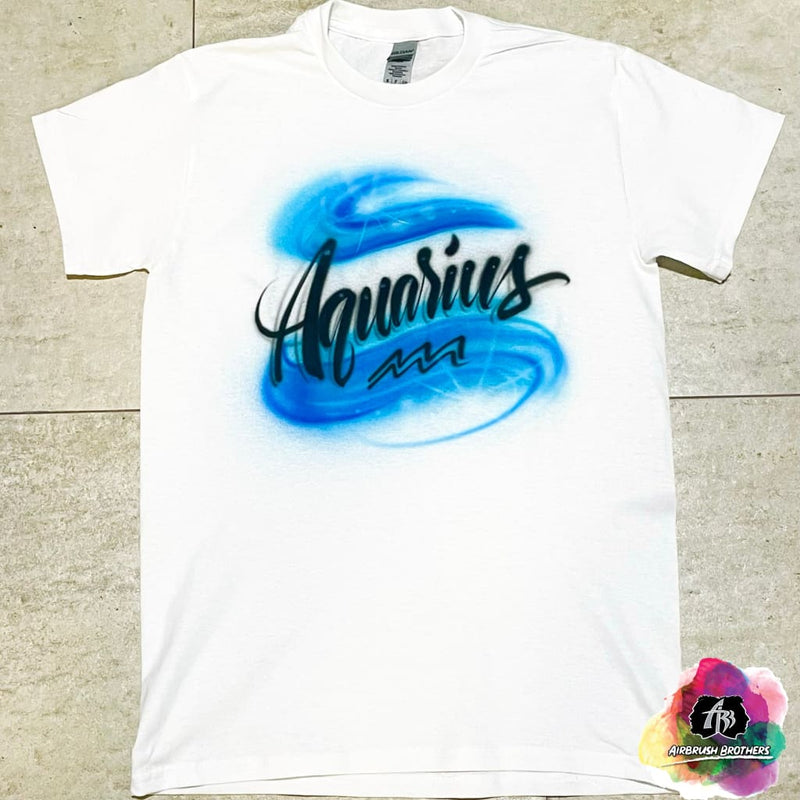 airbrush custom spray paint  Zodiac Aquarius Airbrush Shirt Design shirts hats shoes outfit  graffiti 90s 80s design t-shirts  Airbrush Brothers Shirt