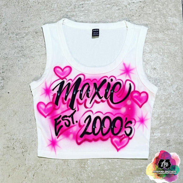 airbrush custom spray paint  Airbrush Established Crop Top Design shirts hats shoes outfit  graffiti 90s 80s design t-shirts  Airbrush Brothers
