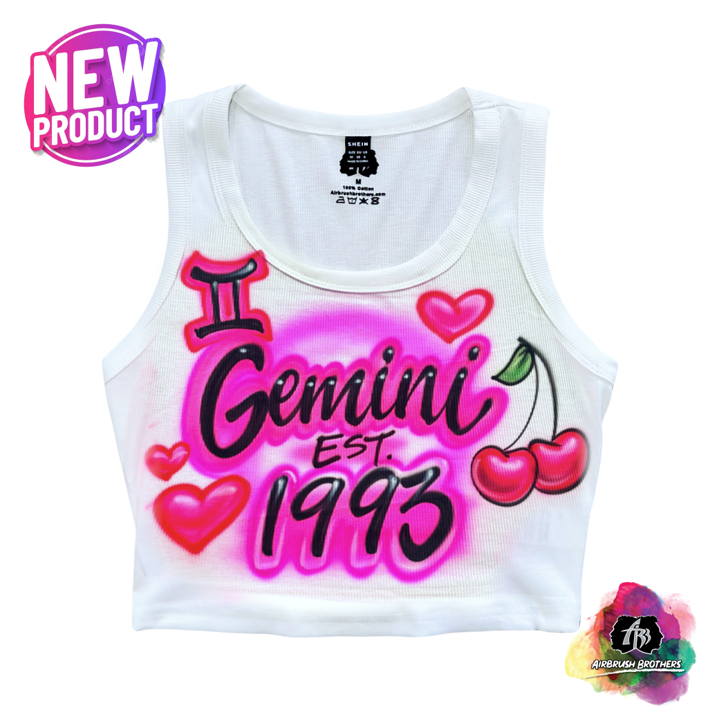 Airbrush Gemini Crop Top - Zodiac Design – Airbrush Brothers