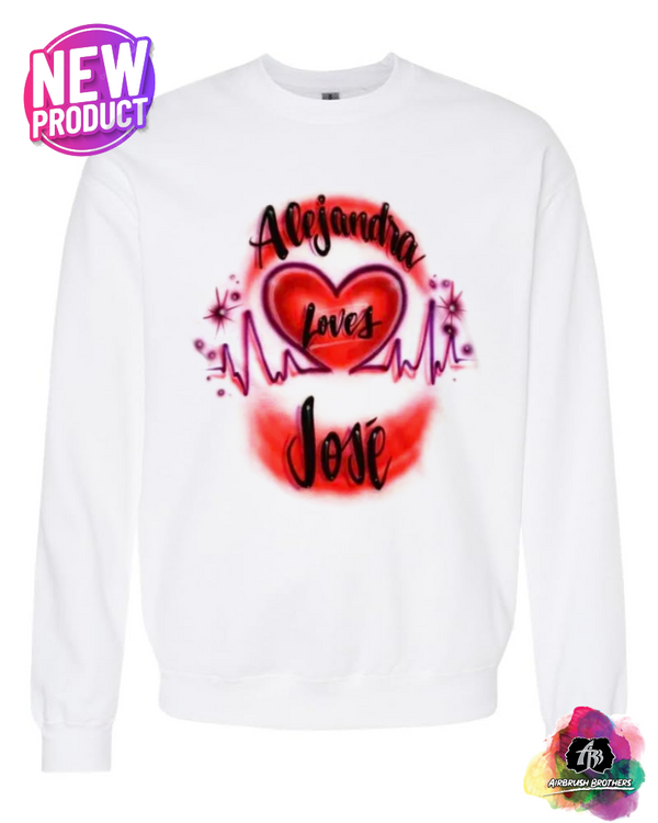 airbrush custom spray paint  Airbrush Heartbeat Couple Shirt Design | Winter Edition shirts hats shoes outfit  graffiti 90s 80s design t-shirts  Airbrush Brothers Sweatshirt