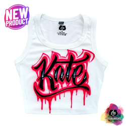 airbrush custom spray paint  Airbrush Name Crop Top - Drip Design shirts hats shoes outfit  graffiti 90s 80s design t-shirts  Airbrush Brothers