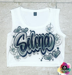 airbrush custom spray paint  Airbrush Name & Hearts Crop Top Design shirts hats shoes outfit  graffiti 90s 80s design t-shirts  Airbrush Brothers