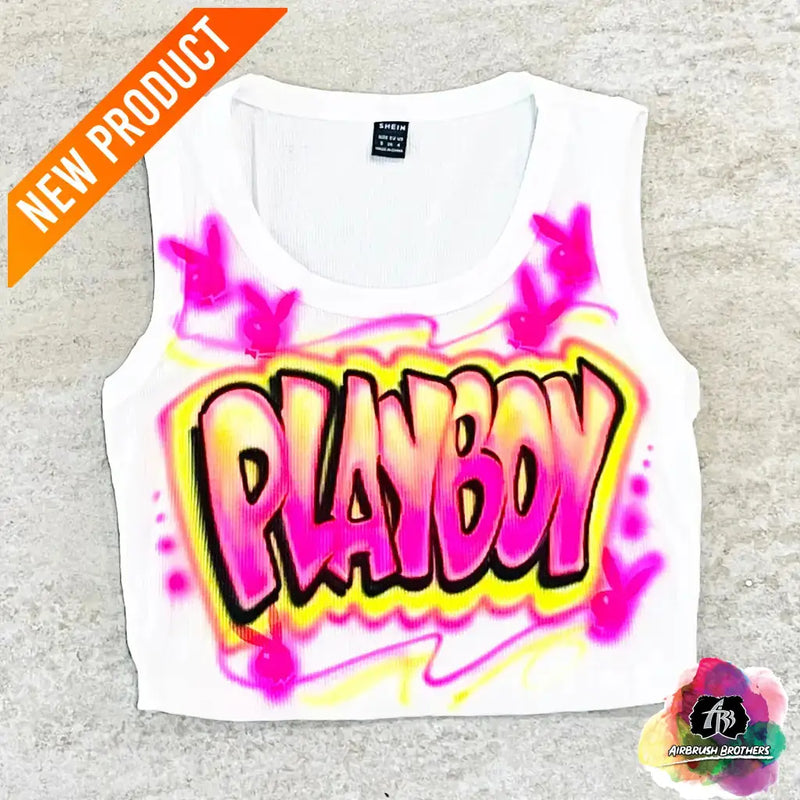 airbrush custom spray paint  Airbrush Playboy Crop Top Design shirts hats shoes outfit  graffiti 90s 80s design t-shirts  Airbrush Brothers