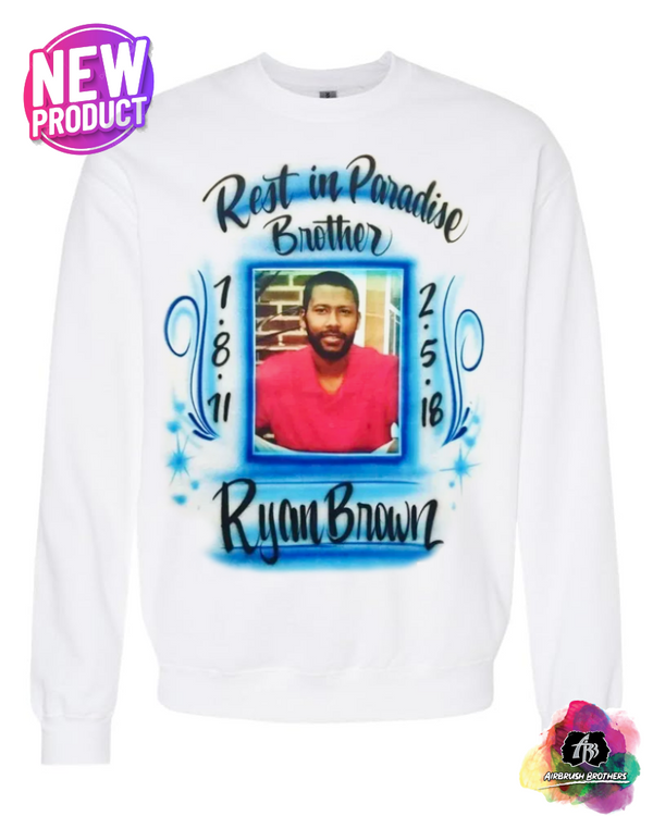 airbrush custom spray paint  Airbrush Rest in Paradise Shirt Design | Winter Edition shirts hats shoes outfit  graffiti 90s 80s design t-shirts  Airbrush Brothers Sweatshirt