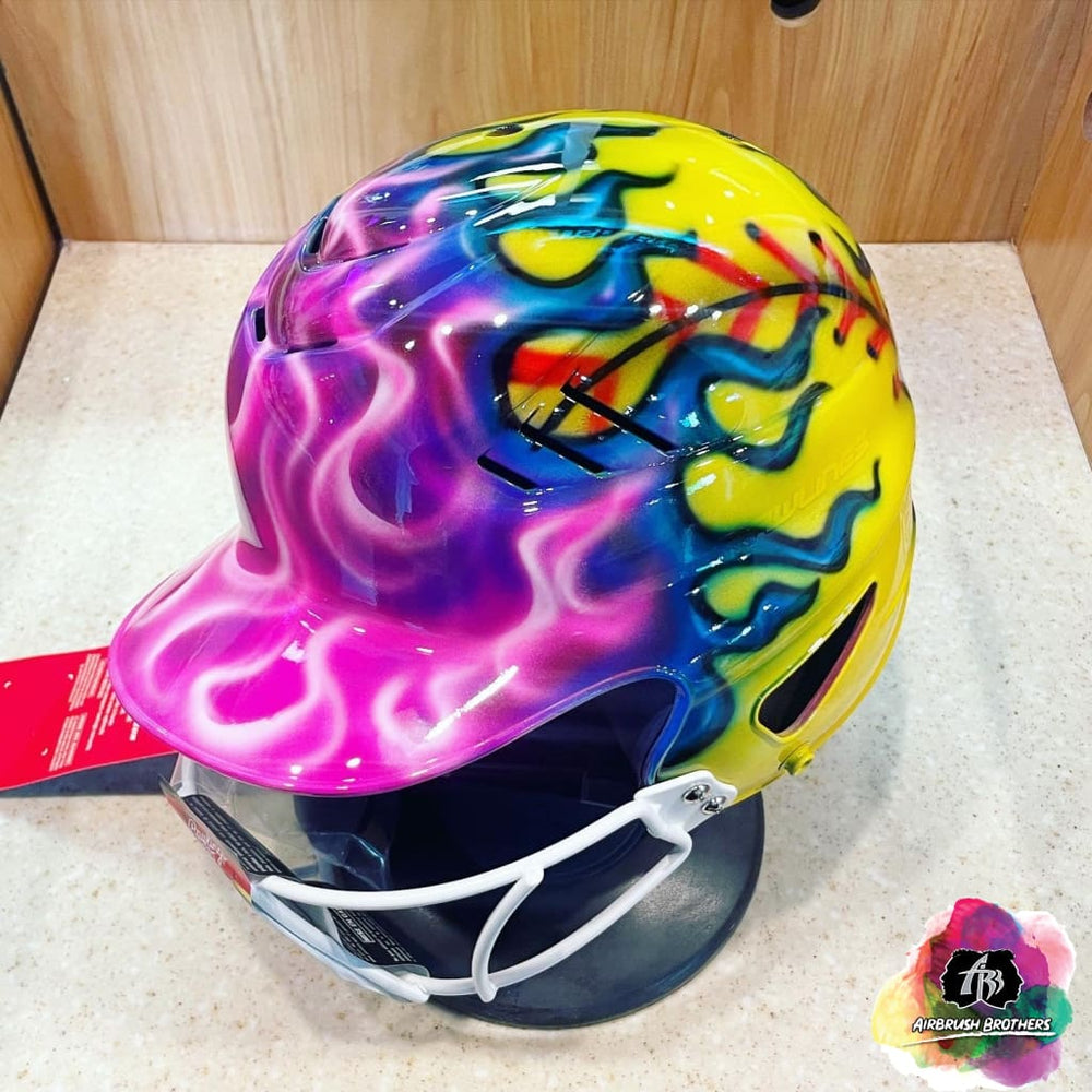 Airbrush Softball w/ Flames Design (Full Helmet) Airbrush Brothers Airbrush Softball w/ Flames Design (Full Helmet) Airbrush Brothers