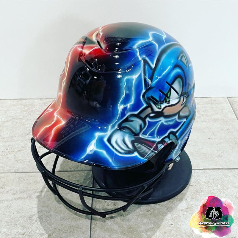 airbrush custom spray paint  Airbrush Sonic Design (Full Helmet) shirts hats shoes outfit  graffiti 90s 80s design t-shirts  AirbrushBrothers helmet