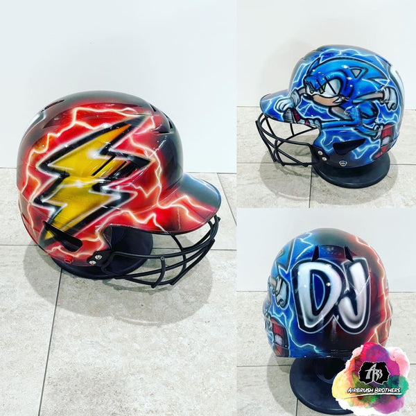 airbrush custom spray paint  Airbrush Sonic Design (Full Helmet) shirts hats shoes outfit  graffiti 90s 80s design t-shirts  AirbrushBrothers helmet