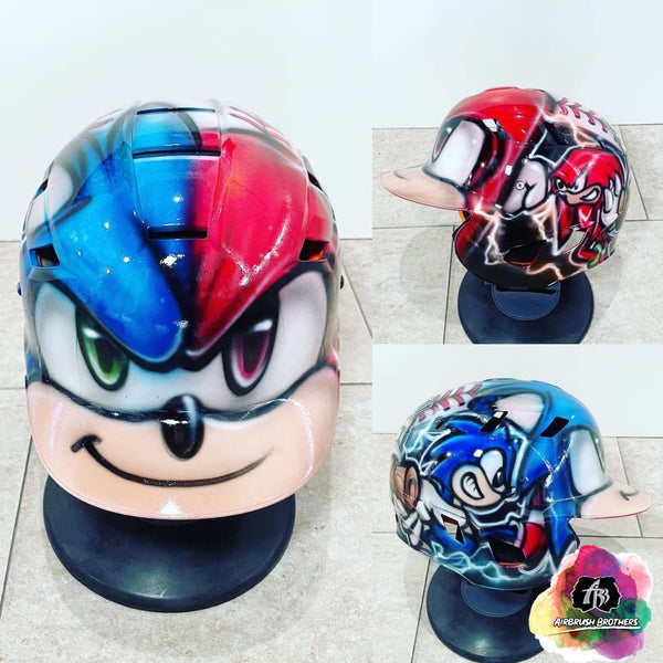 airbrush custom spray paint  Airbrush Sonic the Hedgehog & Knuckles Design (Full Helmet) shirts hats shoes outfit  graffiti 90s 80s design t-shirts  AirbrushBrothers helmet