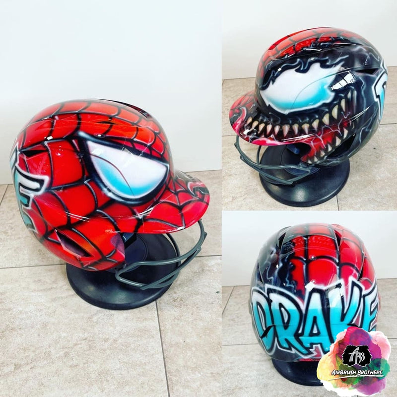Airbrush Spiderman & Venom Design (Full Helmet) – Airbrush Brothers Airbrush Spiderman & Venom Design (Full Helmet) – Airbrush Brothers