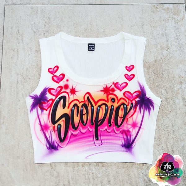 トップス airbrush original top airbrush-airbrush-zodiac-crop-