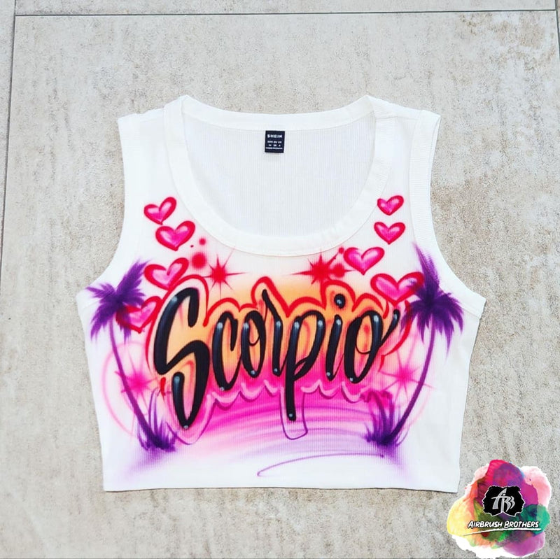 airbrush custom spray paint  Airbrush Zodiac Crop Top shirts hats shoes outfit  graffiti 90s 80s design t-shirts  Airbrush Brothers