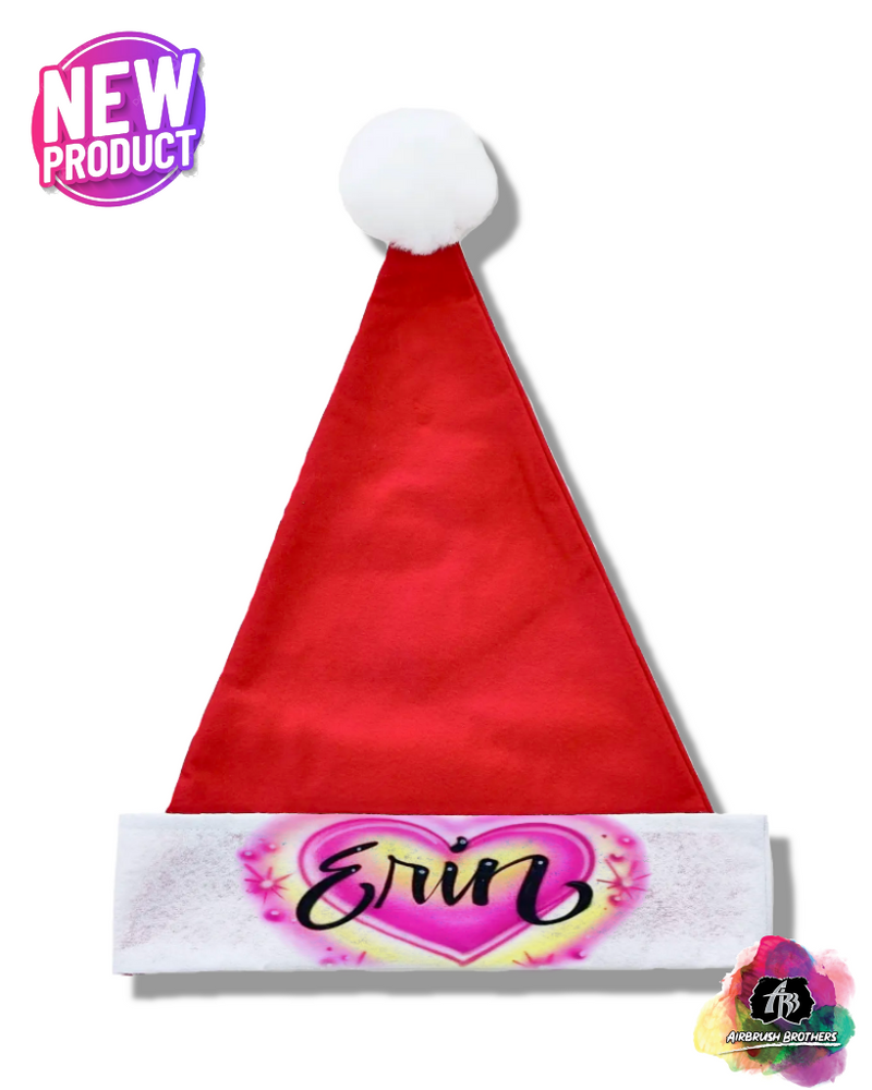 airbrush custom spray paint  Big Heart Santa Hat | Christmas Edition shirts hats shoes outfit  graffiti 90s 80s design t-shirts  Airbrush Brothers Santa Hat