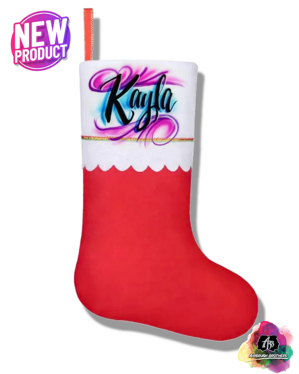airbrush custom spray paint  Duo Color Name Stocking | Christmas Edition shirts hats shoes outfit  graffiti 90s 80s design t-shirts  Airbrush Brothers Stocking