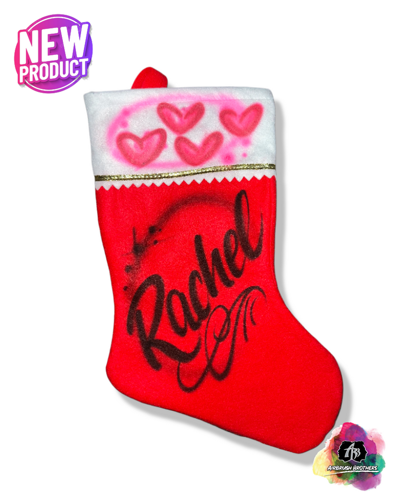 airbrush custom spray paint  Hearts Stocking | Christmas Edition shirts hats shoes outfit  graffiti 90s 80s design t-shirts  Airbrush Brothers Stocking