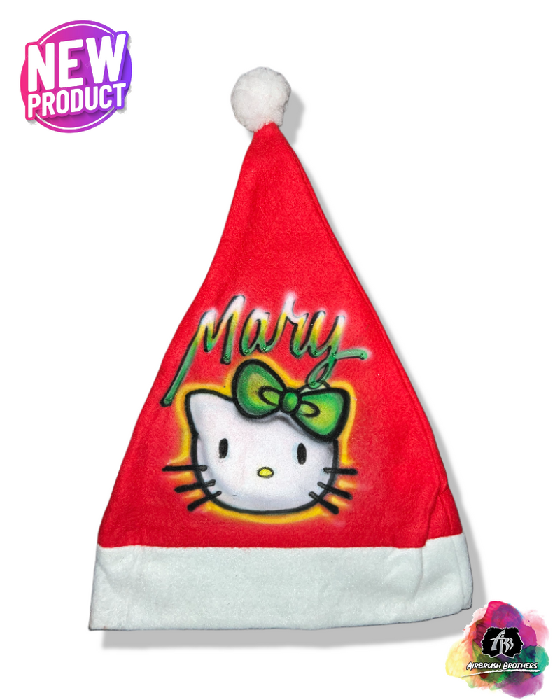 airbrush custom spray paint  Hello Kitty Santa Hat | Christmas Edition shirts hats shoes outfit  graffiti 90s 80s design t-shirts  Airbrush Brothers Santa Hat