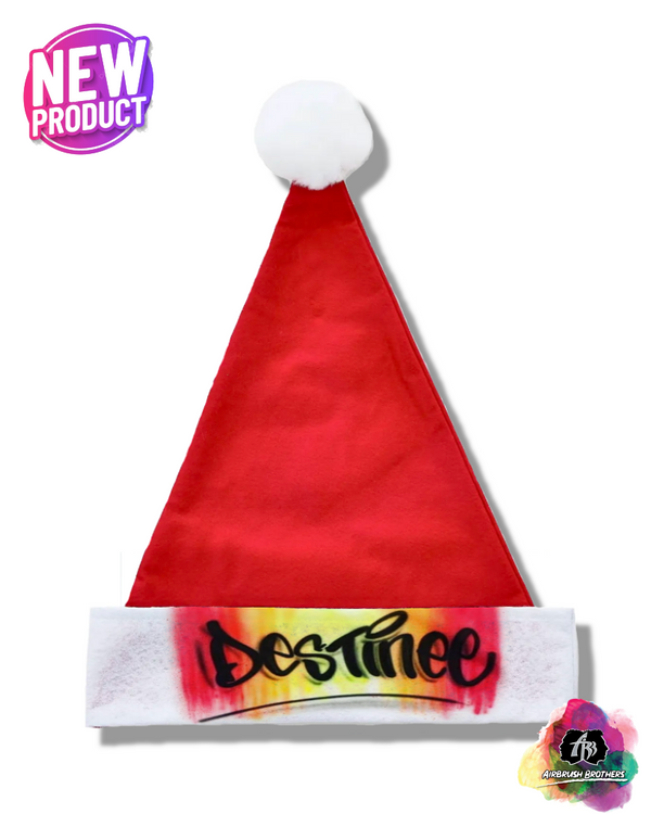airbrush custom spray paint  Multicolor Santa Hat | Christmas Edition shirts hats shoes outfit  graffiti 90s 80s design t-shirts  Airbrush Brothers Santa Hat