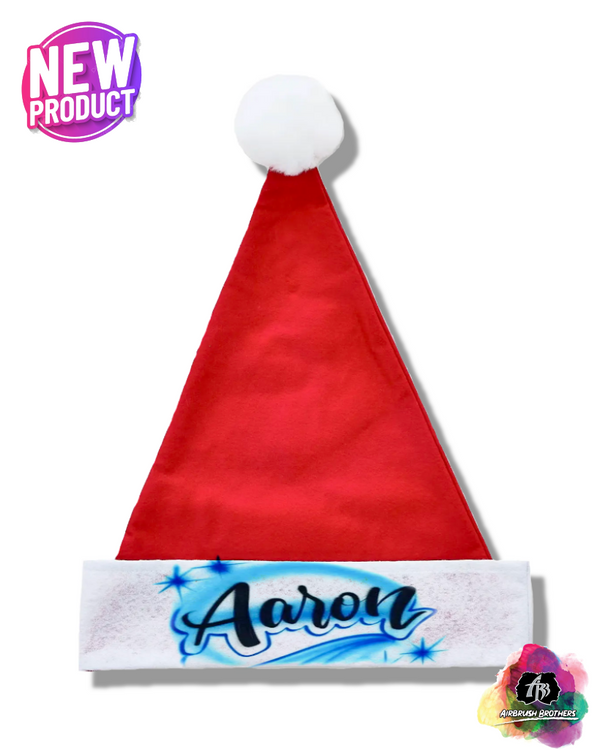 airbrush custom spray paint  Name Script Santa Hat | Christmas Edition shirts hats shoes outfit  graffiti 90s 80s design t-shirts  Airbrush Brothers Santa Hat