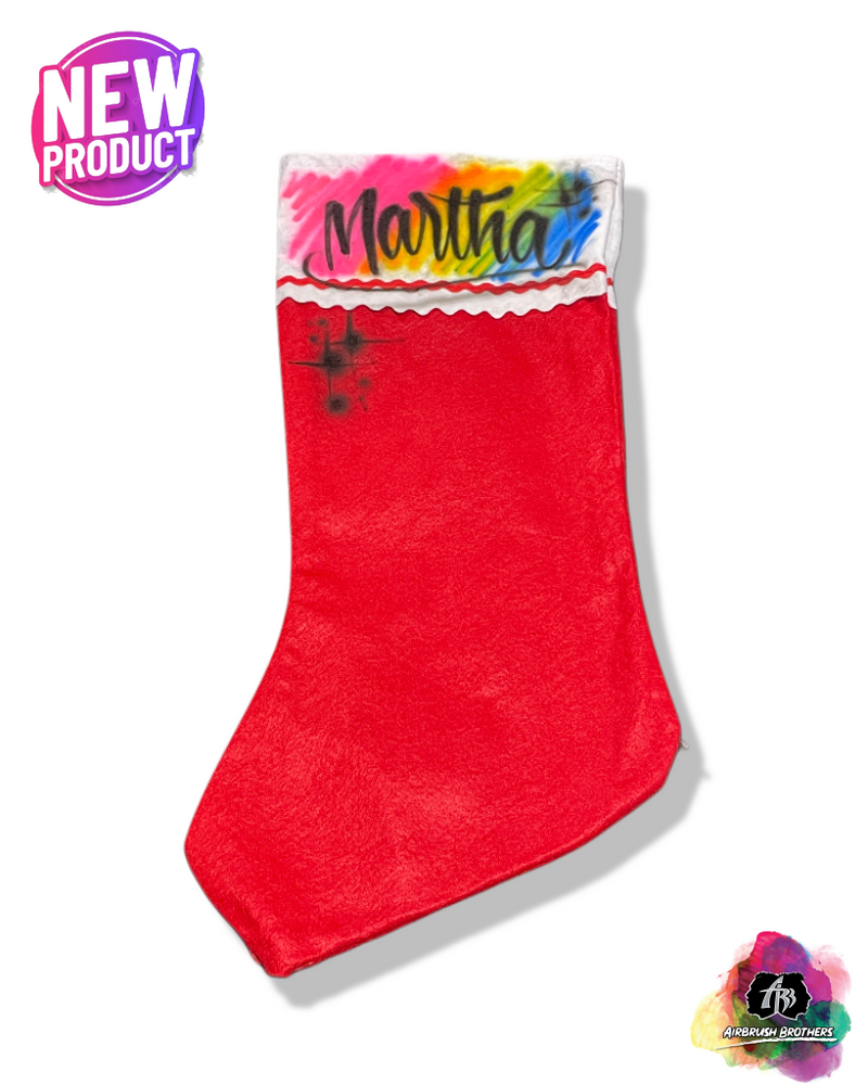airbrush custom spray paint  Rainbow Stocking | Christmas Edition shirts hats shoes outfit  graffiti 90s 80s design t-shirts  Airbrush Brothers Stocking