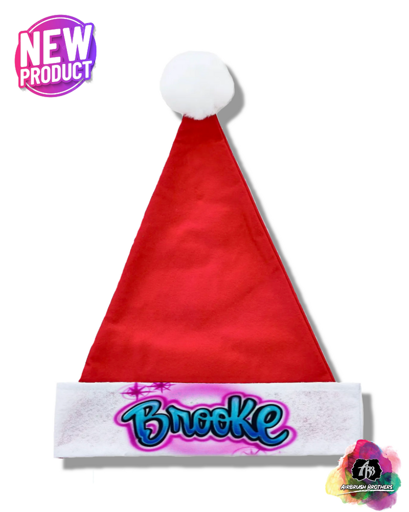 airbrush custom spray paint  Starbursts Santa Hat | Christmas Edition shirts hats shoes outfit  graffiti 90s 80s design t-shirts  Airbrush Brothers Santa Hat