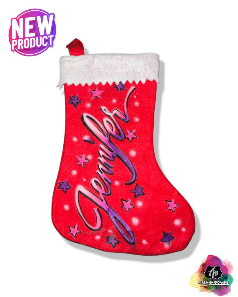 airbrush custom spray paint  Stars Stocking | Christmas Edition shirts hats shoes outfit  graffiti 90s 80s design t-shirts  Airbrush Brothers Stocking