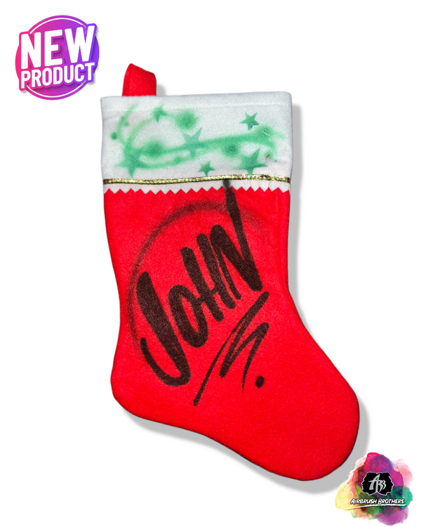 airbrush custom spray paint  Stars & Swirls Stocking | Christmas Edition shirts hats shoes outfit  graffiti 90s 80s design t-shirts  Airbrush Brothers Stocking