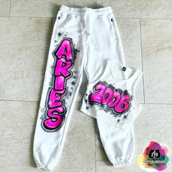 airbrush custom spray paint  Airbrush 2000s Crop Top And Jogger Set shirts hats shoes outfit  graffiti 90s 80s design t-shirts  Airbrush Brothers Joggers