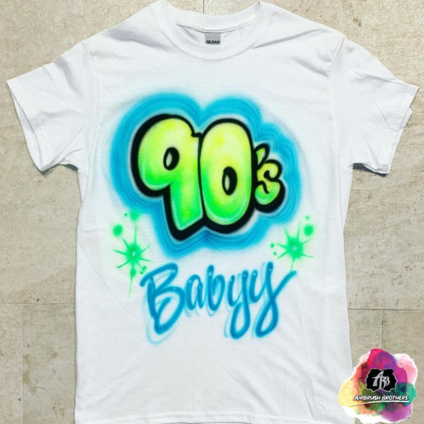 airbrush custom spray paint  Airbrush 90's Babyy Shirt Design shirts hats shoes outfit  graffiti 90s 80s design t-shirts  Airbrush Brothers Shirt