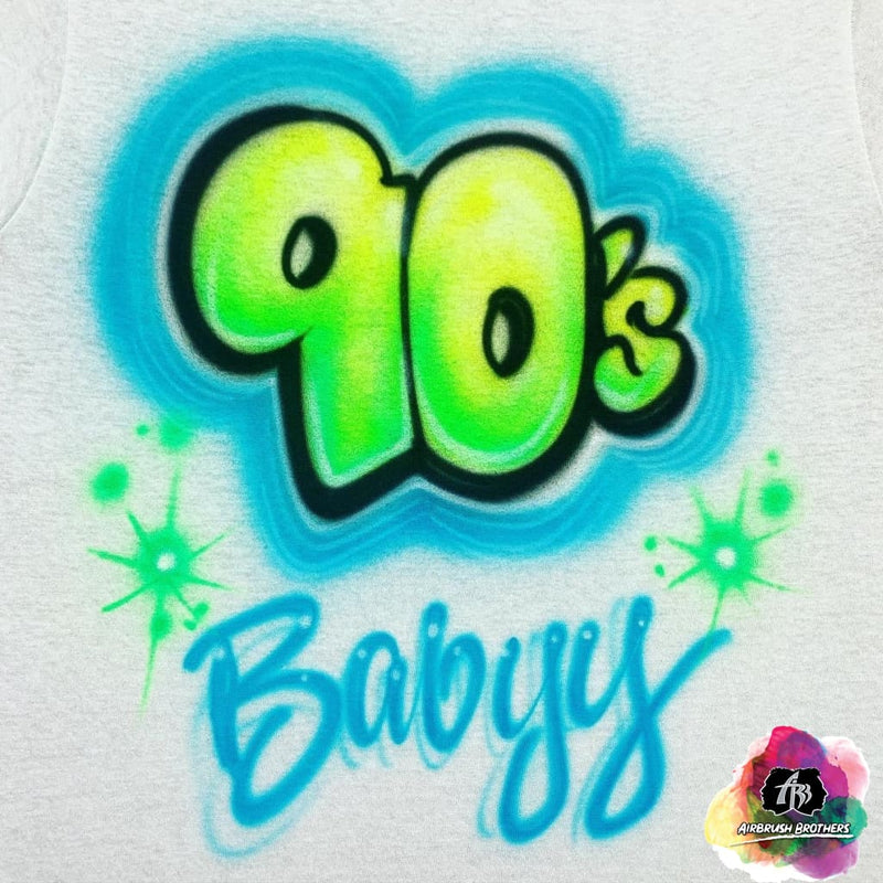 airbrush custom spray paint  Airbrush 90's Babyy Shirt Design shirts hats shoes outfit  graffiti 90s 80s design t-shirts  Airbrush Brothers Shirt