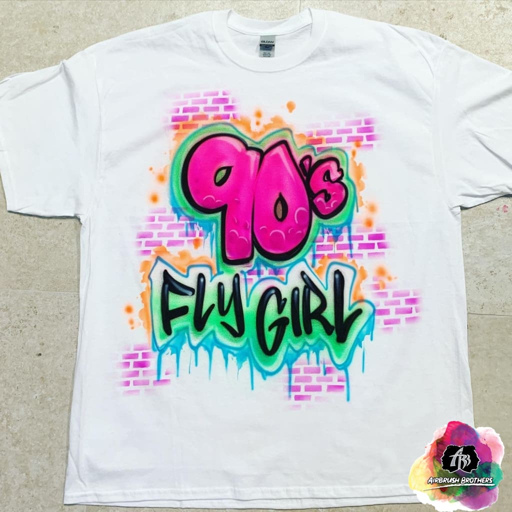 Airbrush 90's Fly Girl w/ Bricks Shirt Design Airbrush Brothers