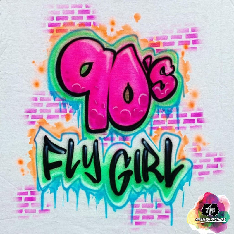 airbrush custom spray paint  Airbrush 90's Fly Girl Shirt Design shirts hats shoes outfit  graffiti 90s 80s design t-shirts  Airbrush Brothers Shirt
