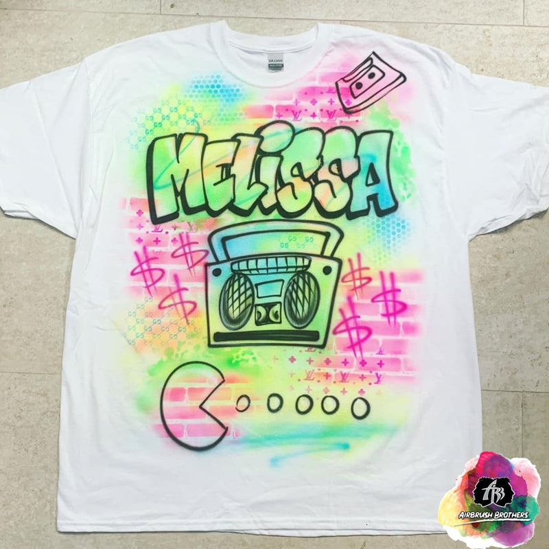 Airbrush Bubble Letters Shirt Design Adult XL / No