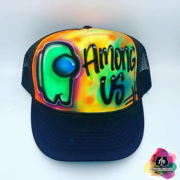 airbrush custom spray paint  Airbrush Among Us Hat Design shirts hats shoes outfit  graffiti 90s 80s design t-shirts  Airbrush Brothers Hats