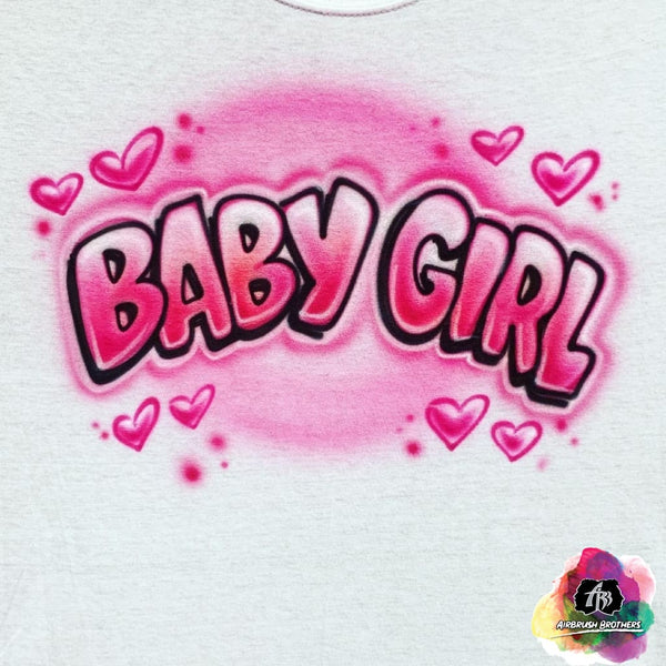 airbrush custom spray paint  Airbrush Baby Girl w/ Hearts Shirt Design shirts hats shoes outfit  graffiti 90s 80s design t-shirts  Airbrush Brothers Shirt