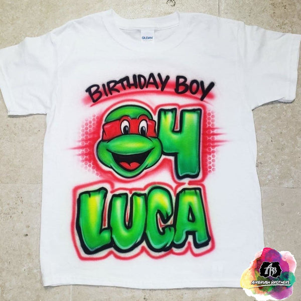 airbrush custom spray paint  Airbrush Birthday Boy Ninja Turtle Shirt Design shirts hats shoes outfit  graffiti 90s 80s design t-shirts  Airbrush Brothers Shirt