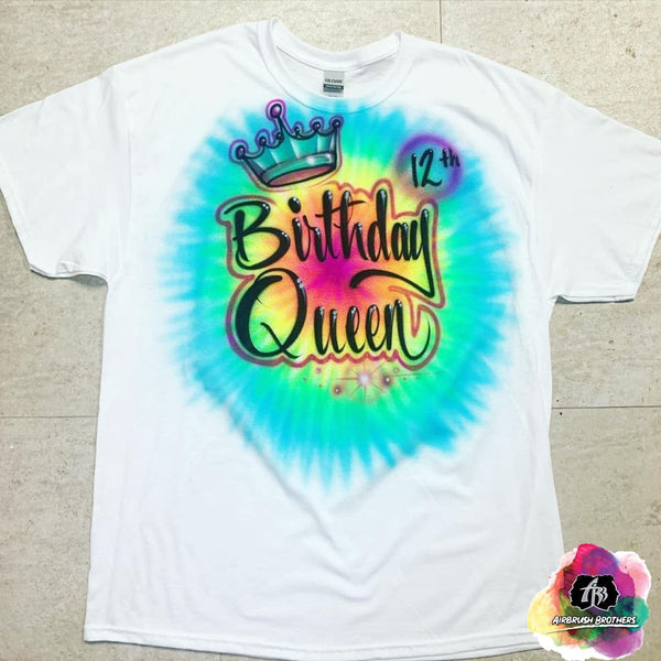 airbrush custom spray paint  Airbrush Birthday Queen Design shirts hats shoes outfit  graffiti 90s 80s design t-shirts  Airbrush Brothers Shirt