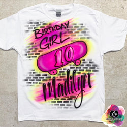 airbrush custom spray paint  Airbrush Birthday Skater Girl Design shirts hats shoes outfit  graffiti 90s 80s design t-shirts  Airbrush Brothers Shirt