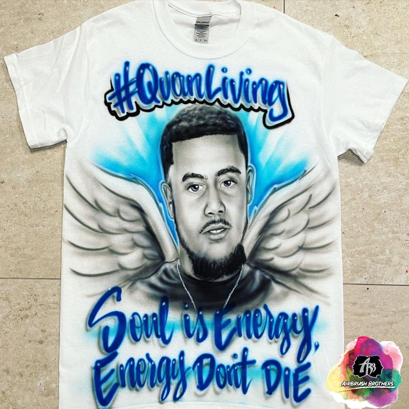 airbrush custom spray paint  Airbrush Black and White Portrait With Wings Shirt Design shirts hats shoes outfit  graffiti 90s 80s design t-shirts  Airbrush Brothers Shirt