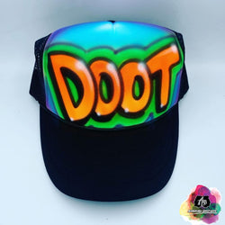 airbrush custom spray paint  Airbrush Block Letter Hat Design shirts hats shoes outfit  graffiti 90s 80s design t-shirts  Airbrush Brothers Hats