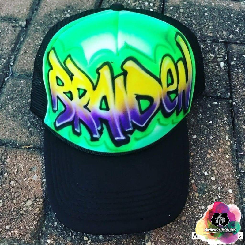 airbrush custom spray paint Airbrush Hat Graffiti Bubble Design shirts hats shoes outfit graffiti 90s 80s design t-shirts Airbrush Brothers Hats