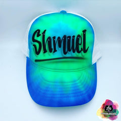 Airbrush Blue Tie Dye Hat Design