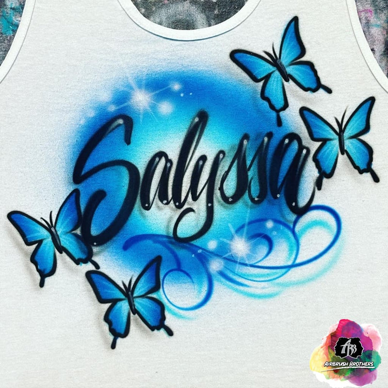 airbrush custom spray paint  Airbrush Butterfly Tank Top Design shirts hats shoes outfit  graffiti 90s 80s design t-shirts  Airbrush Brothers Shirt