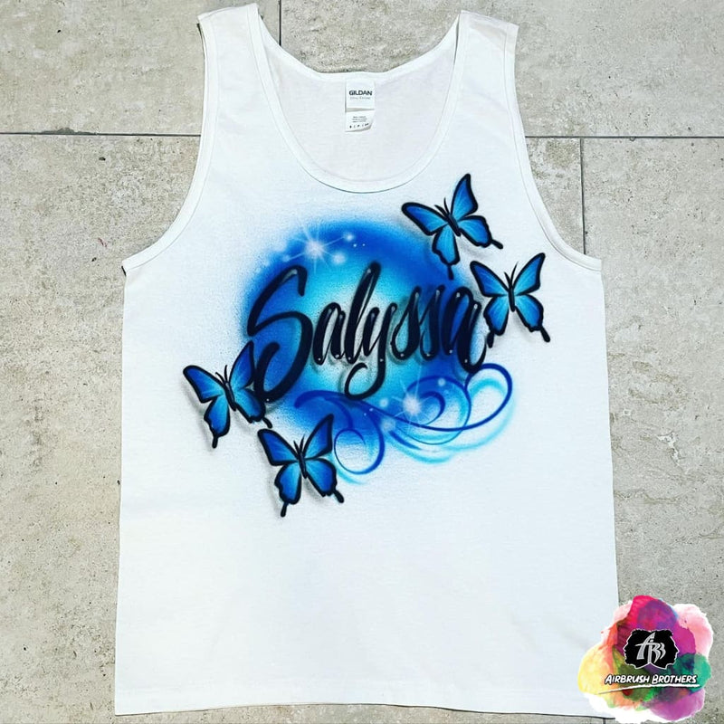 airbrush custom spray paint  Airbrush Butterfly Tank Top Design shirts hats shoes outfit  graffiti 90s 80s design t-shirts  Airbrush Brothers Shirt