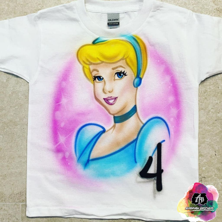 Airbrush Cinderella Birthday Shirt Design Youth XL No