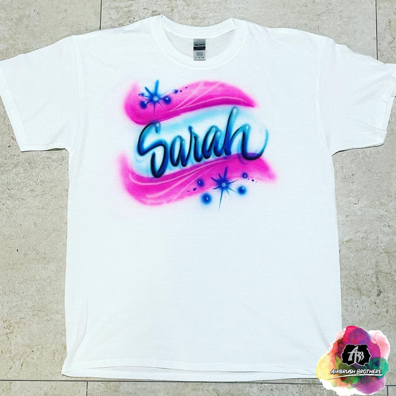 airbrush custom spray paint  Airbrush Colored Name Shirt Design shirts hats shoes outfit  graffiti 90s 80s design t-shirts  Airbrush Brothers Shirt
