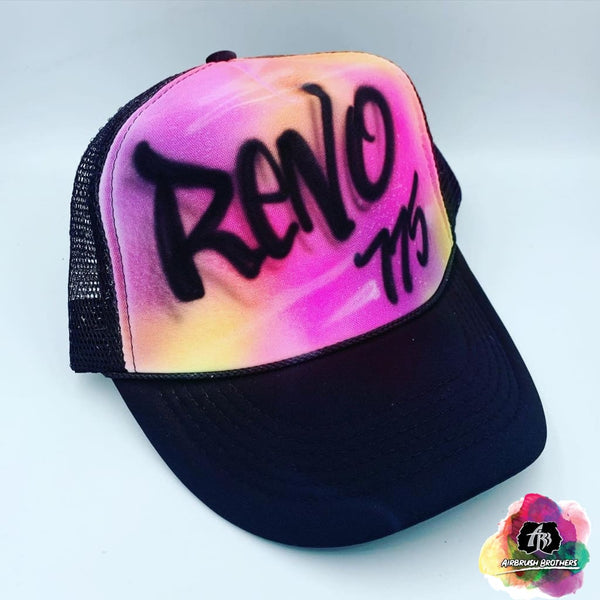 airbrush custom spray paint  Airbrush Colorful Hat Design shirts hats shoes outfit  graffiti 90s 80s design t-shirts  Airbrush Brothers Hats