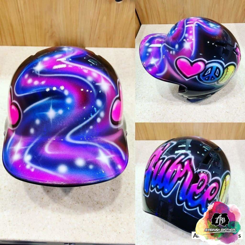 Airbrush Colorful Swirl Helmet Design